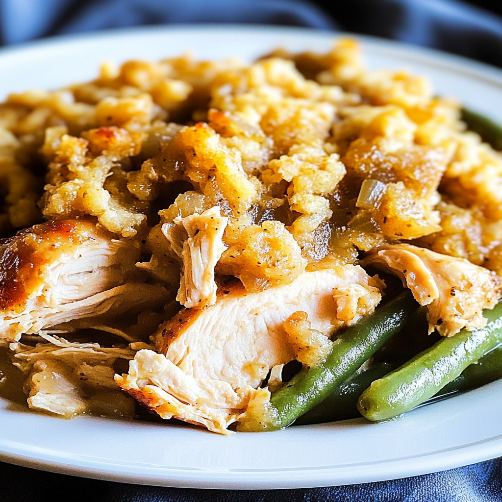 Cozy Crock Pot Chicken and Stuffing with Green Beans Recipe