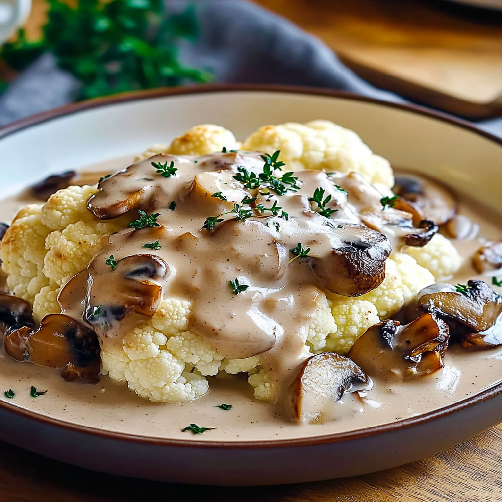 Irresistible Roast Head of Cauliflower in Creamy Sauce