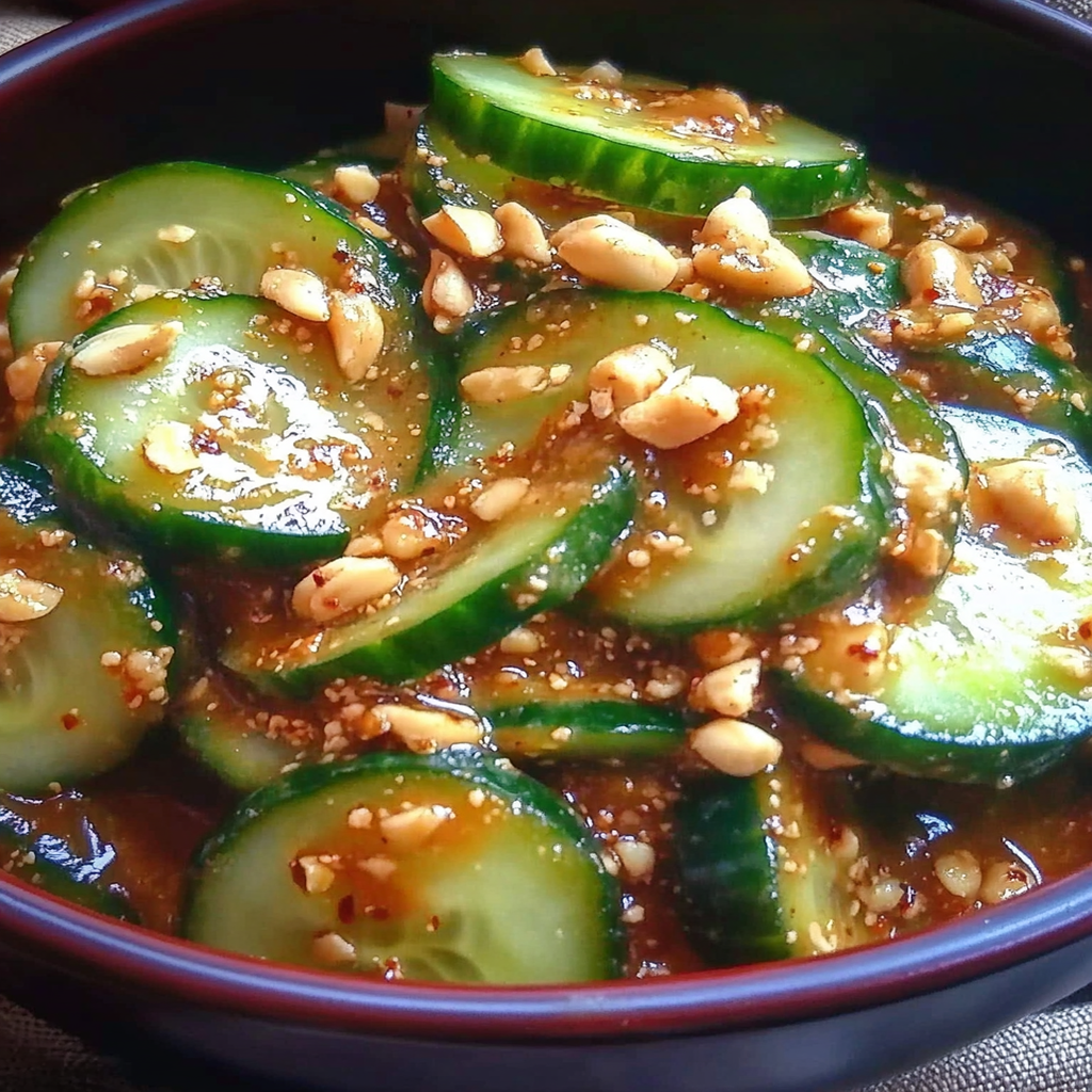 Crunchy Cucumbers in Spicy Peanut Sauce - Irresistible Flavor