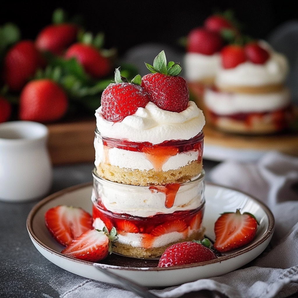 Fluffy Strawberry Shortcake with Whipped Cream Delight