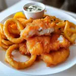 Crispy Battered Cod and Onion Rings Platter Recipe