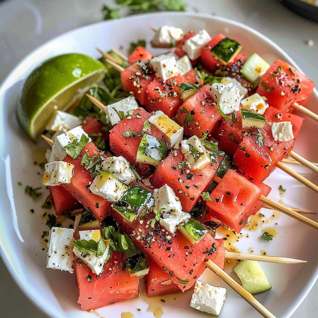 Refreshing 4th of July Watermelon Feta Skewers Recipe