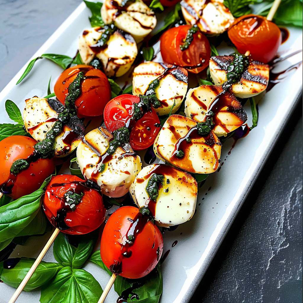 Caprese Skewers with Balsamic Drizzle