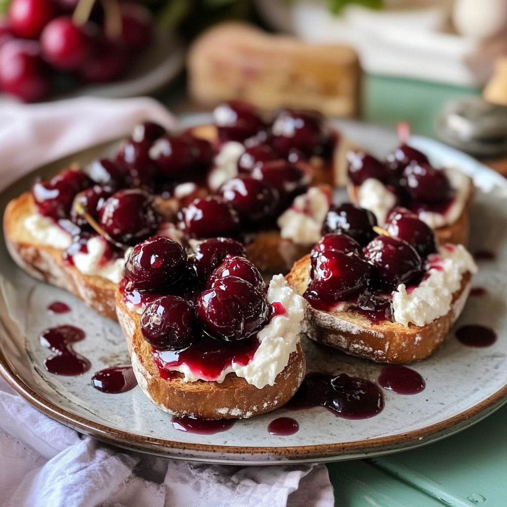 Irresistible Fresh Cherry and Goat Cheese Crostini Recipe