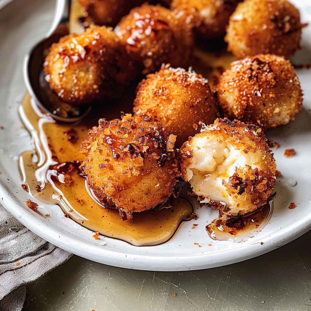 Irresistible Fried Goat Cheese Balls with Spicy Honey