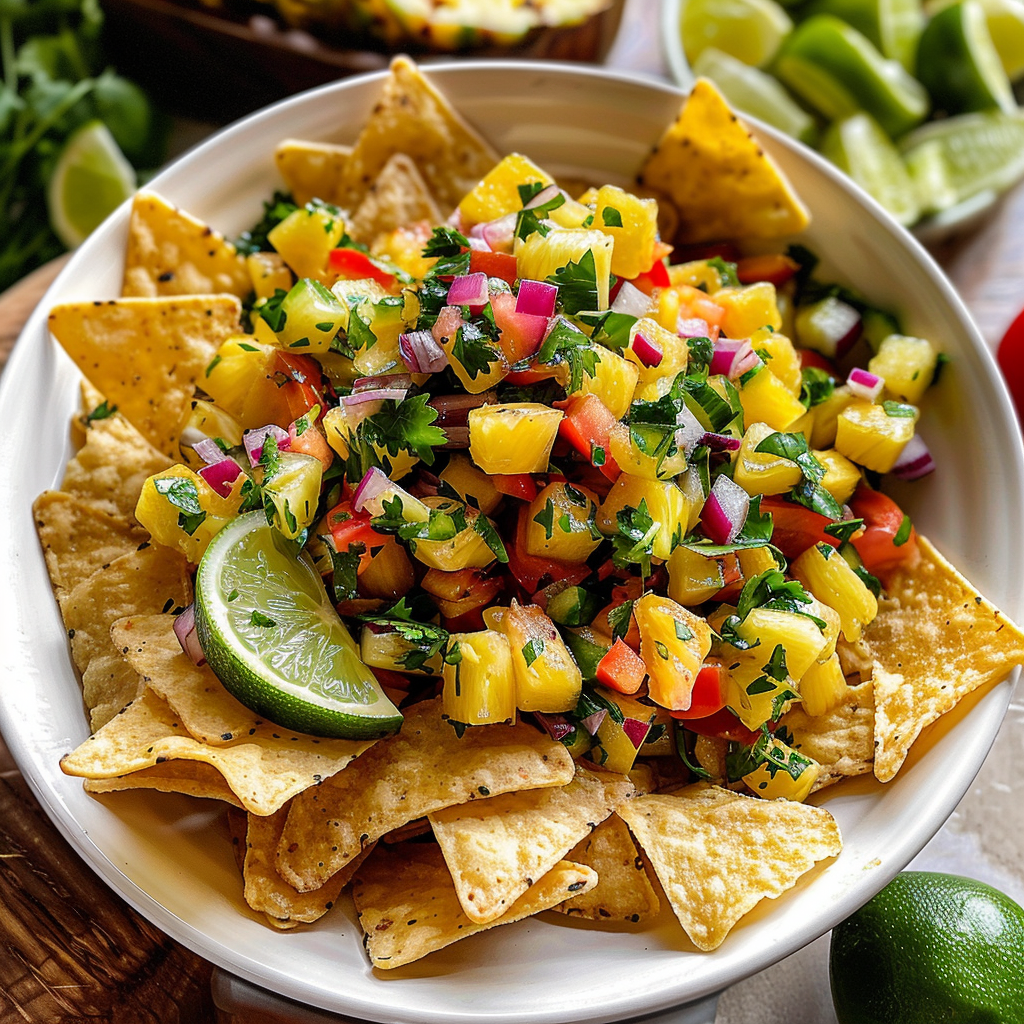 Tropical Pineapple Salsa with Tortilla Chips Recipe