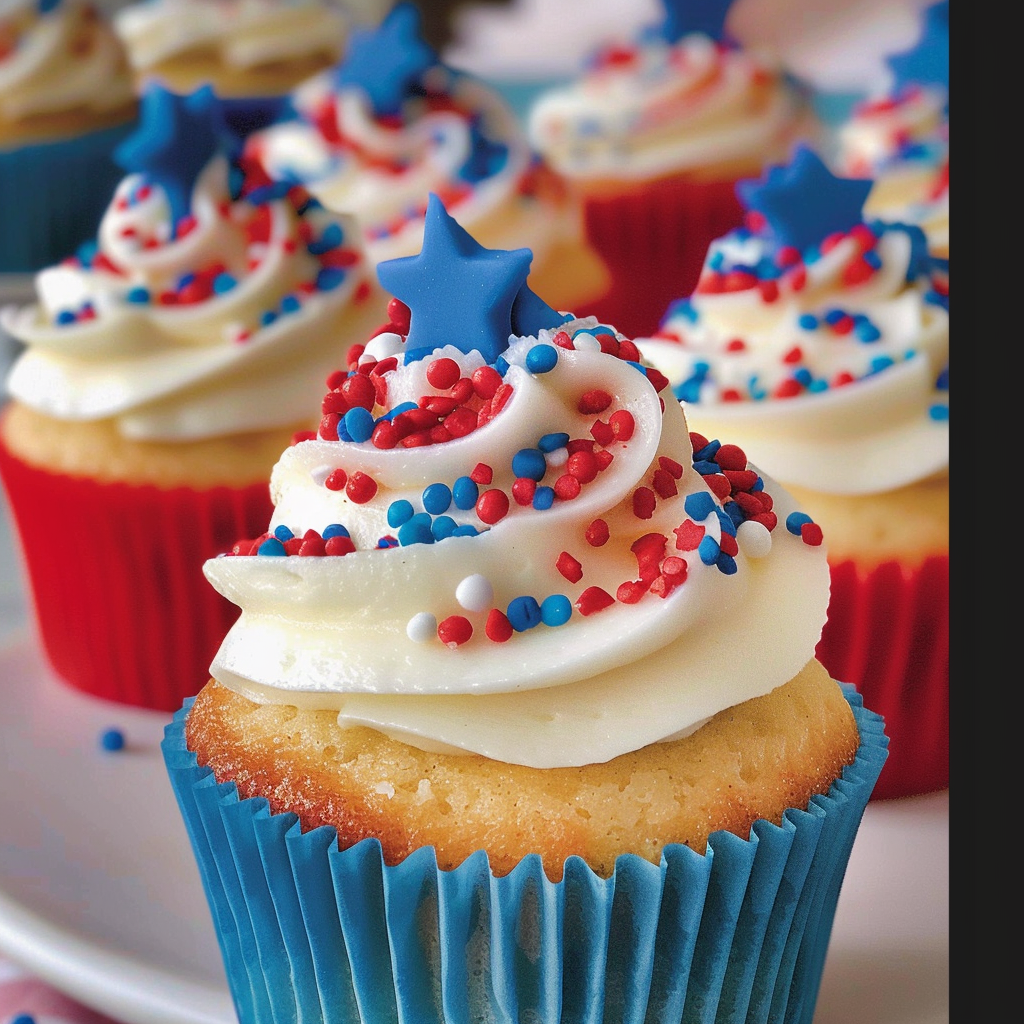 Festive Red White and Blue Cupcakes for Every Celebration