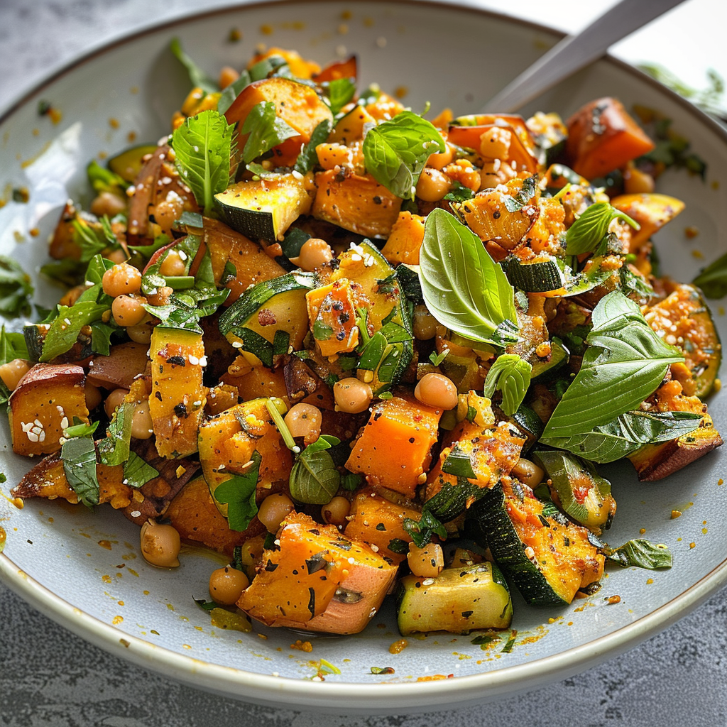Flavorful Roasted Zucchini and Sweet Potato Salad Recipe