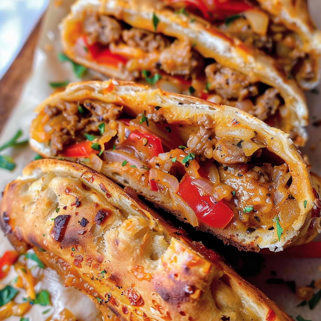 Savory Sausage, Pepper and Onion Stromboli Recipe