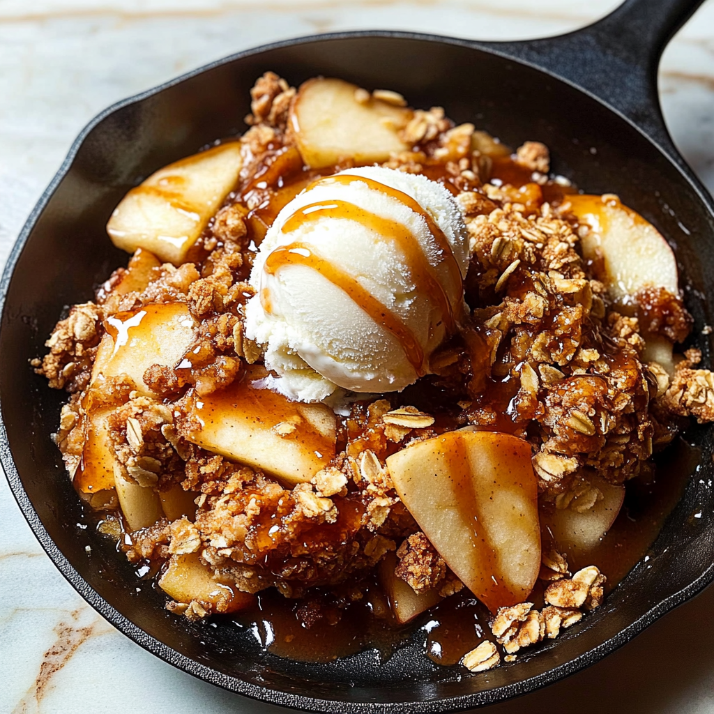 Irresistible Skillet Apple Crisp with Ice Cream Recipe
