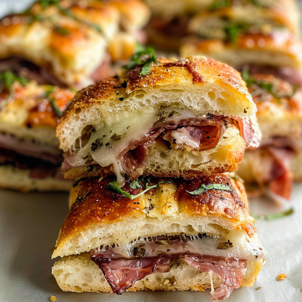 Cheesy Focaccia Charcuterie Sliders