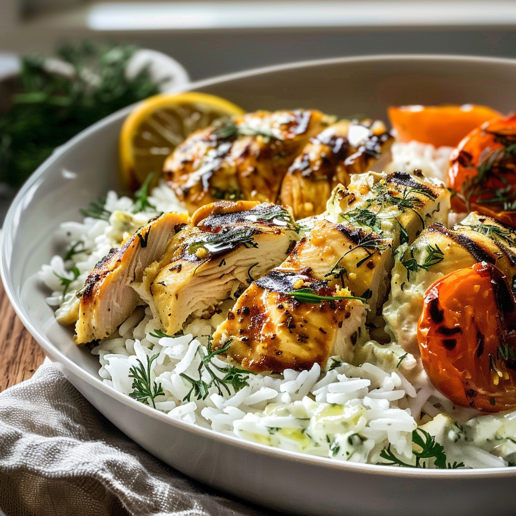 Irresistible Dump-and-Bake Chicken Tzatziki with Rice
