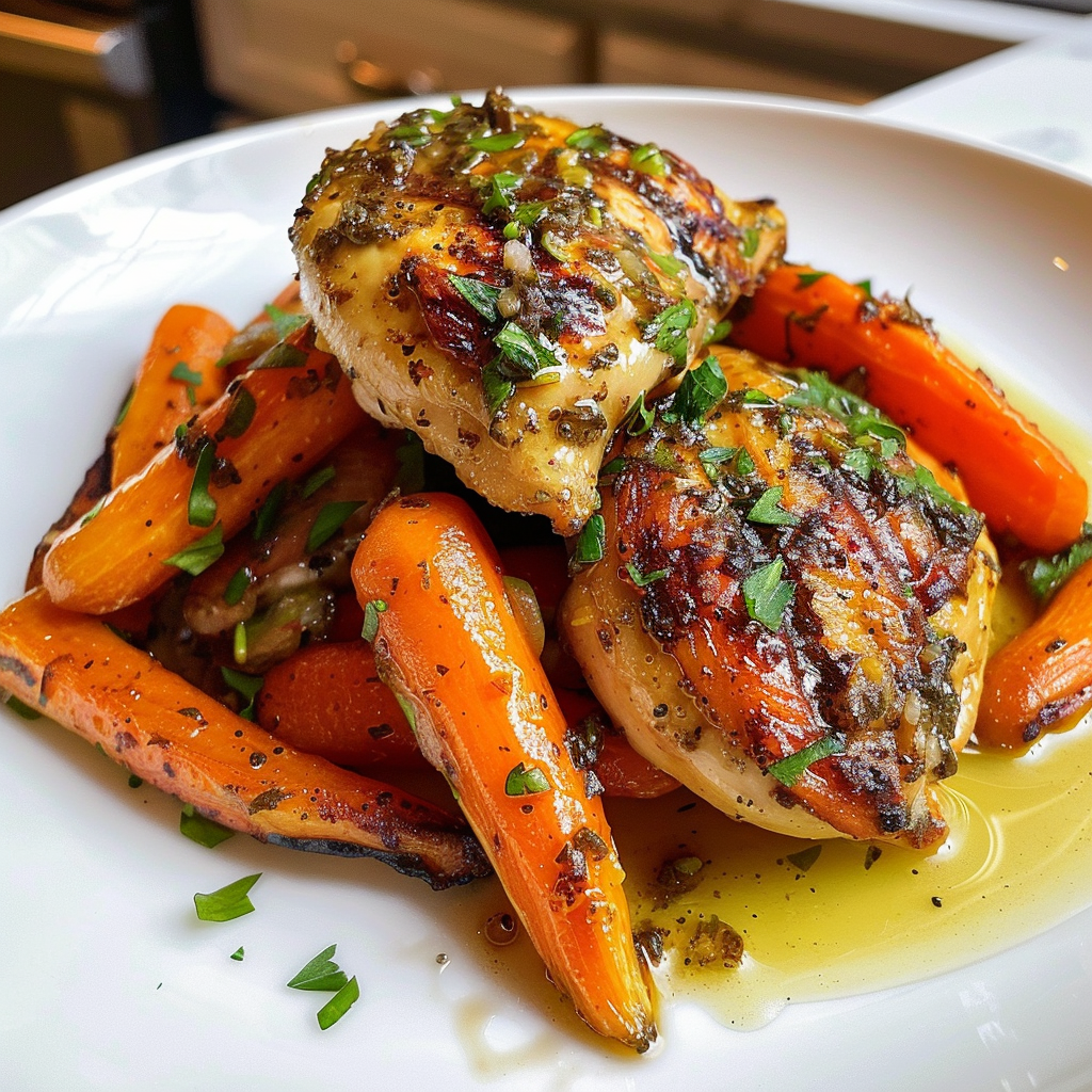 Savory Garlic Herb Chicken with Caramelized Carrots Recipe