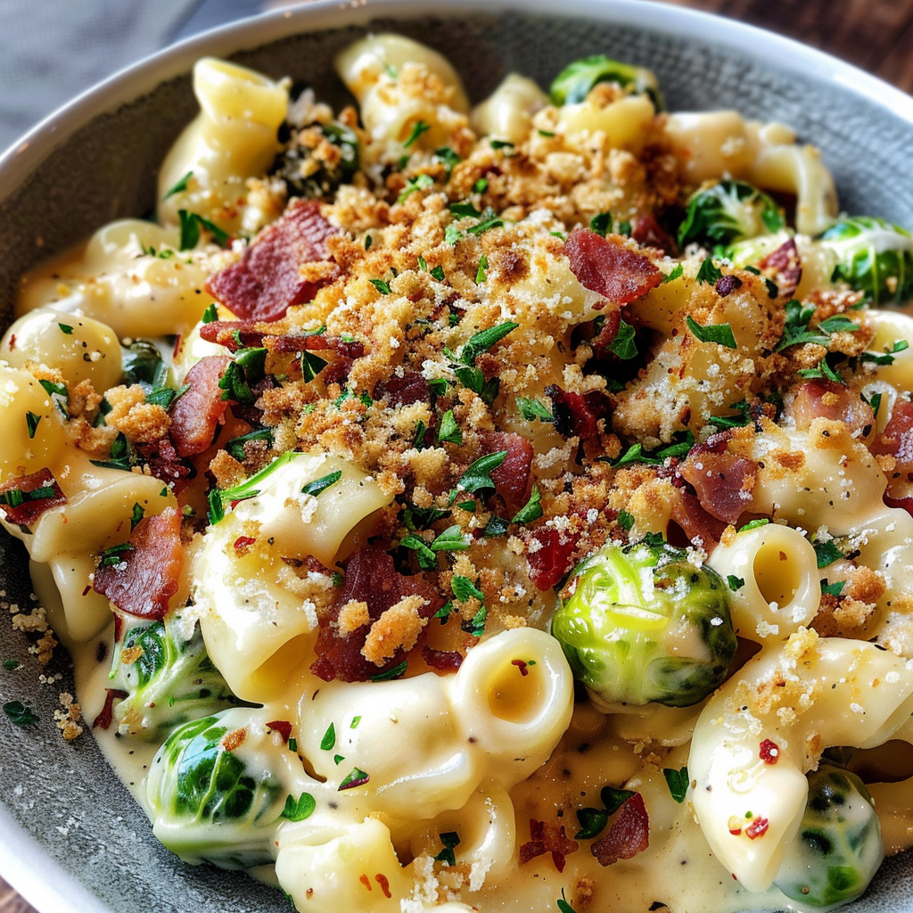 Indulge in Mac and Cheese with Brussels Sprouts & Bacon