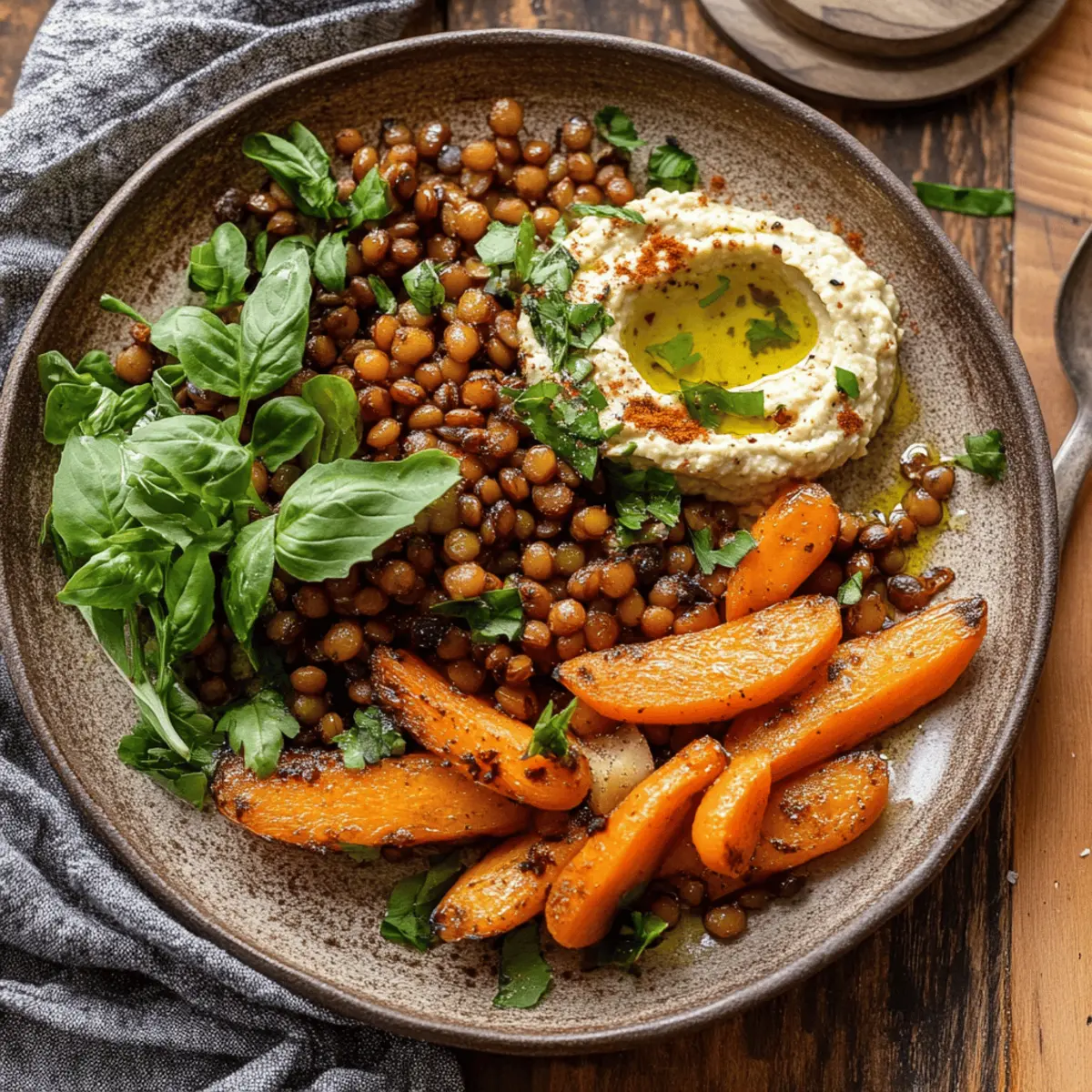Delicious Roasted Carrots and Lentil Salad with Hummus Recipe