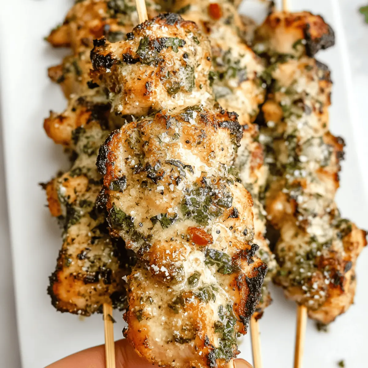 Grilled Ranch Garlic Parmesan Chicken Skewers