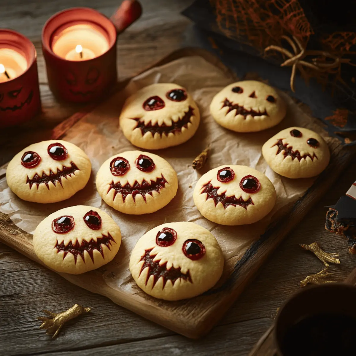Spooky Strawberry Jam and Chocolate Biscuits for Halloween Food Ideas