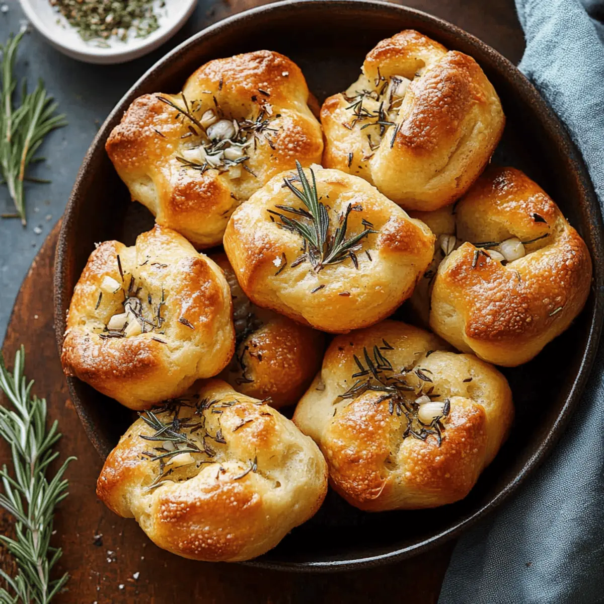 Golden Crust Garlic Rosemary Focaccia Muffins