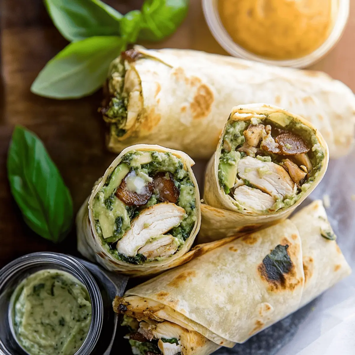 Pesto Chicken and Avocado Bacon Salad Wraps for Quick Meals