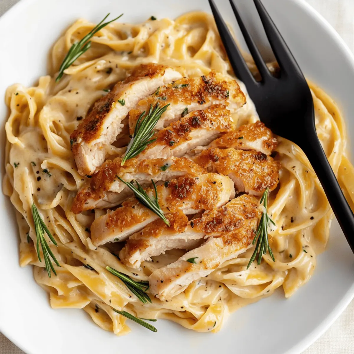 Crispy Chicken with Creamy Pasta