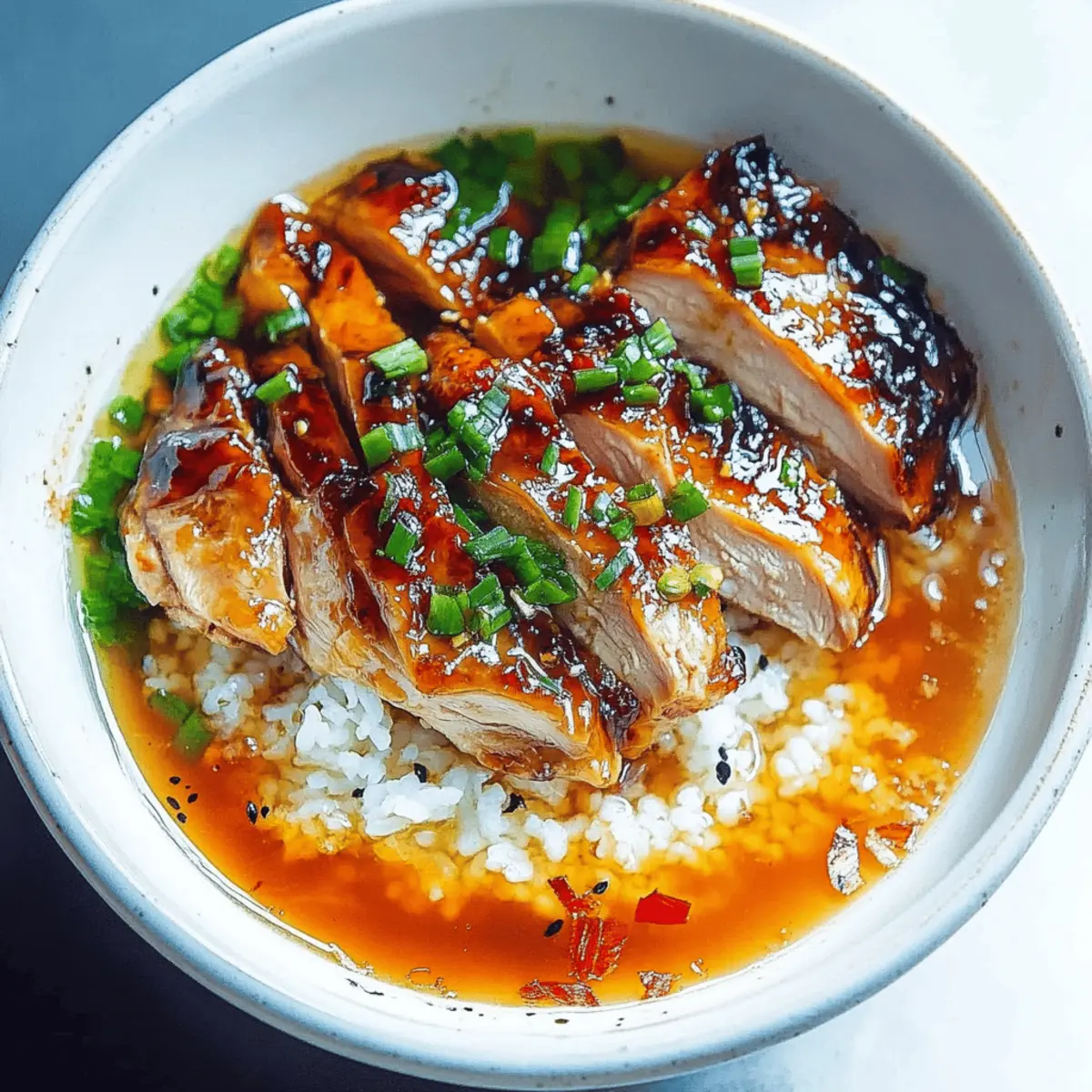 Delicious Caramelised Soy Chicken in Garlic Ginger Broth with Rice
