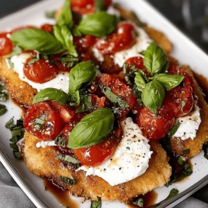 Italian Basil Chicken Cutlets with Tomato and Burrata Topping