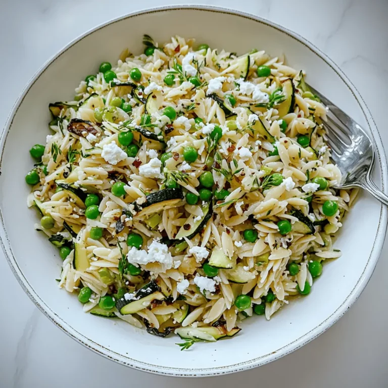 Zucchini, Pea & Goat Cheese Orzo Salad