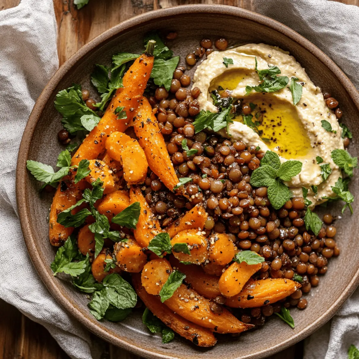 Delicious Roasted Carrots and Lentil Salad with Hummus Recipe