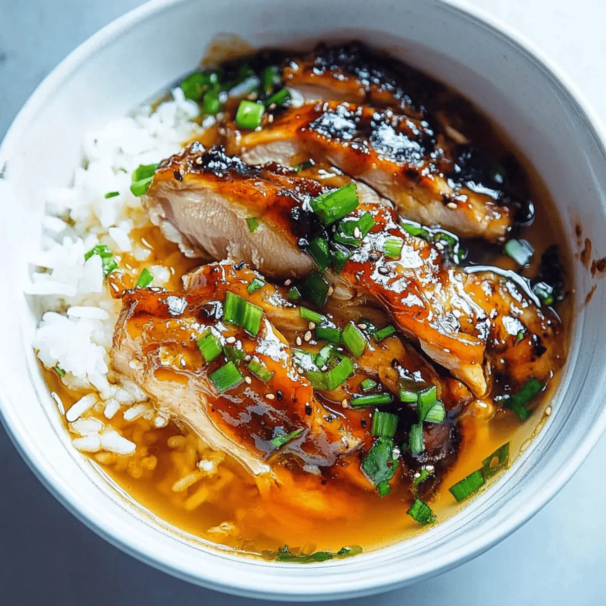 Delicious Caramelised Soy Chicken in Garlic Ginger Broth with Rice