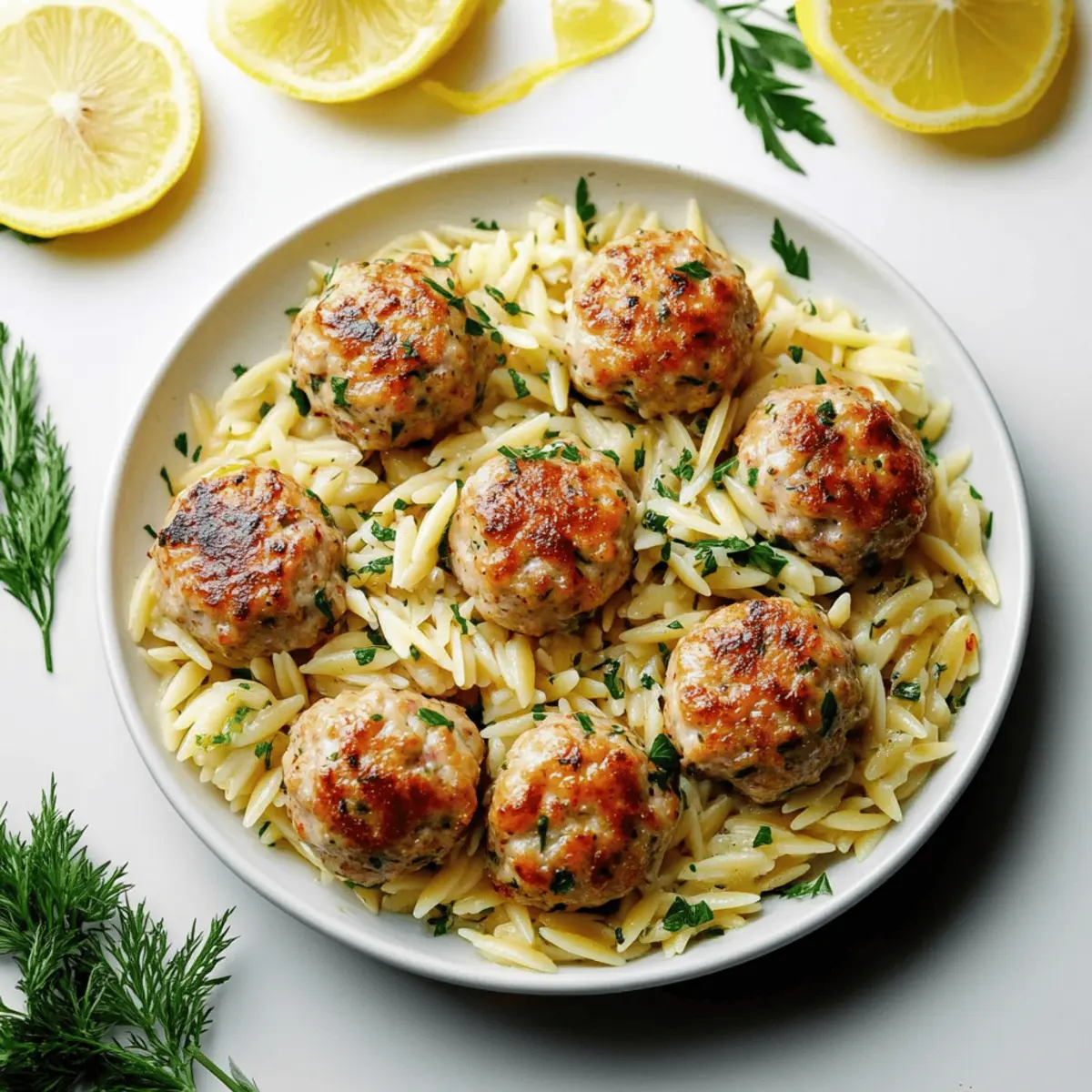 Savory Greek Chicken Meatballs with Zesty Lemon Orzo Recipe