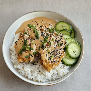 Sesame Crusted Tofu with Coconut Rice & Peanut Tahini Sauce