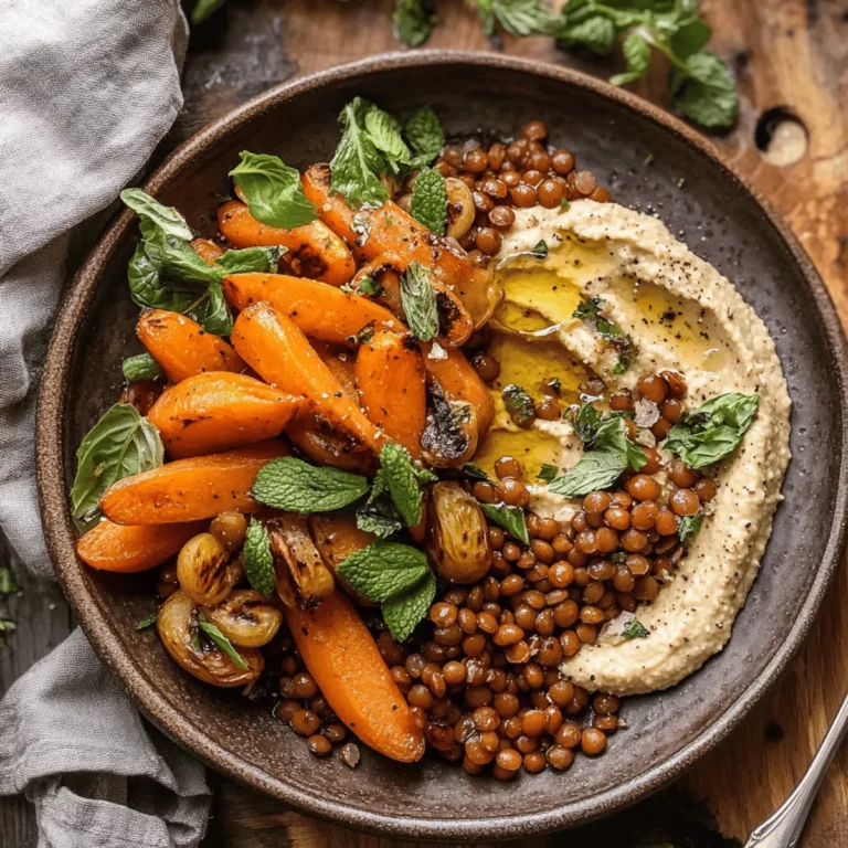 Roasted Carrots and Lentil Salad with Hummus