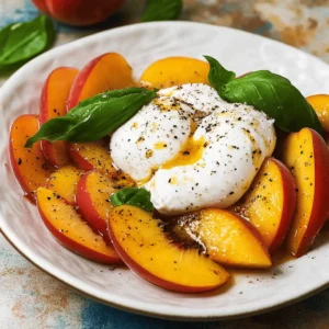 Peach Caprese Salad with Burrata