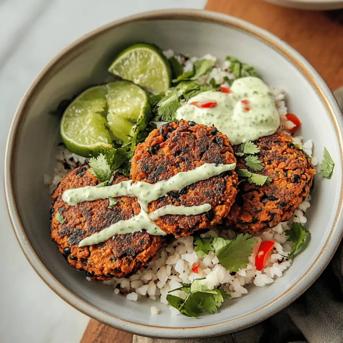 Lime Drenched Sweet Potato Black Bean Patties
