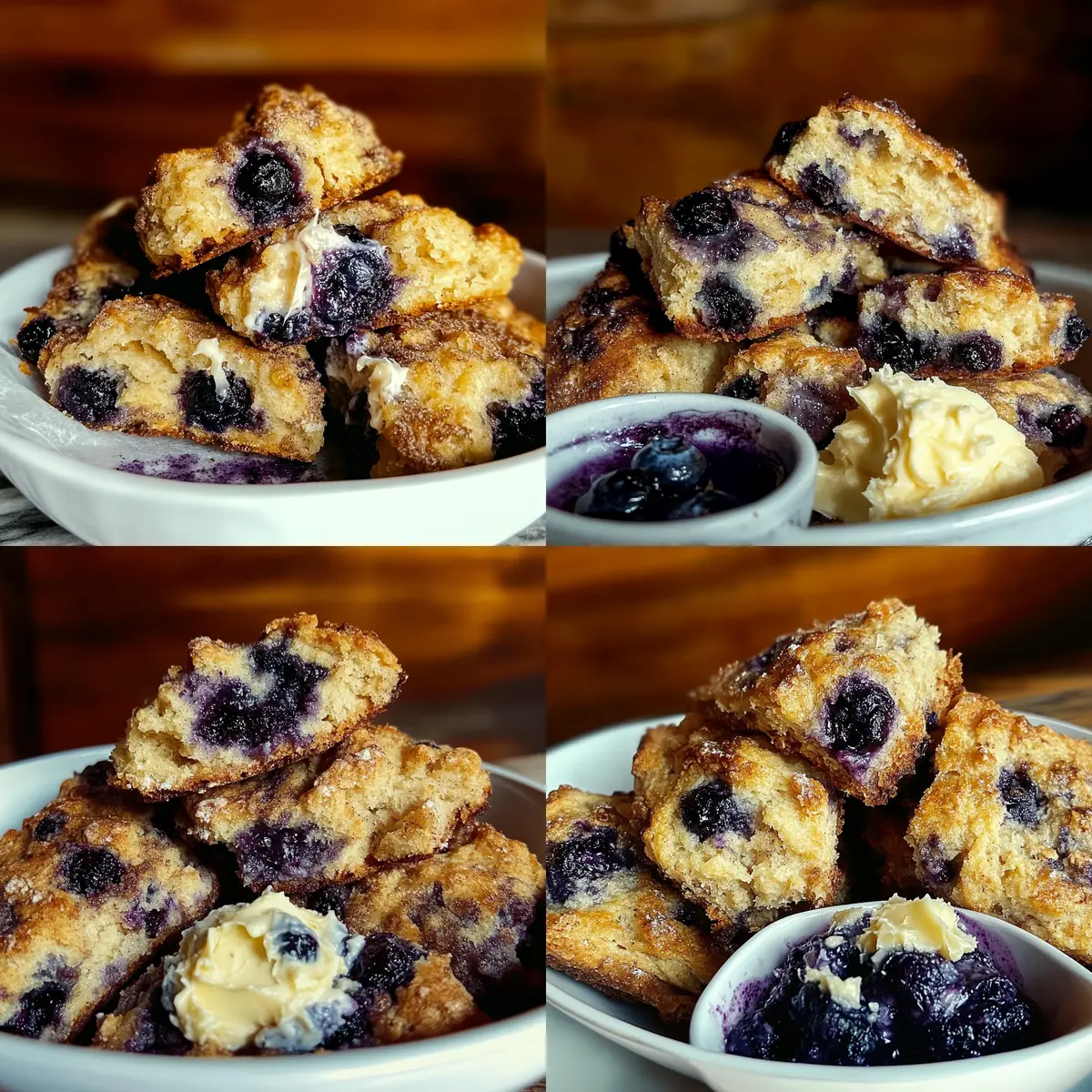 Blueberry Cinnamon Crunch Sourdough Cathead Biscuits with Whipped Salted Vanilla Bean Butter