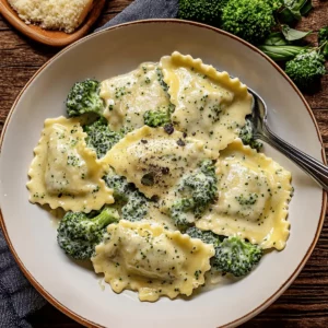 Creamy Date Night Broccoli Alfredo Ravioli