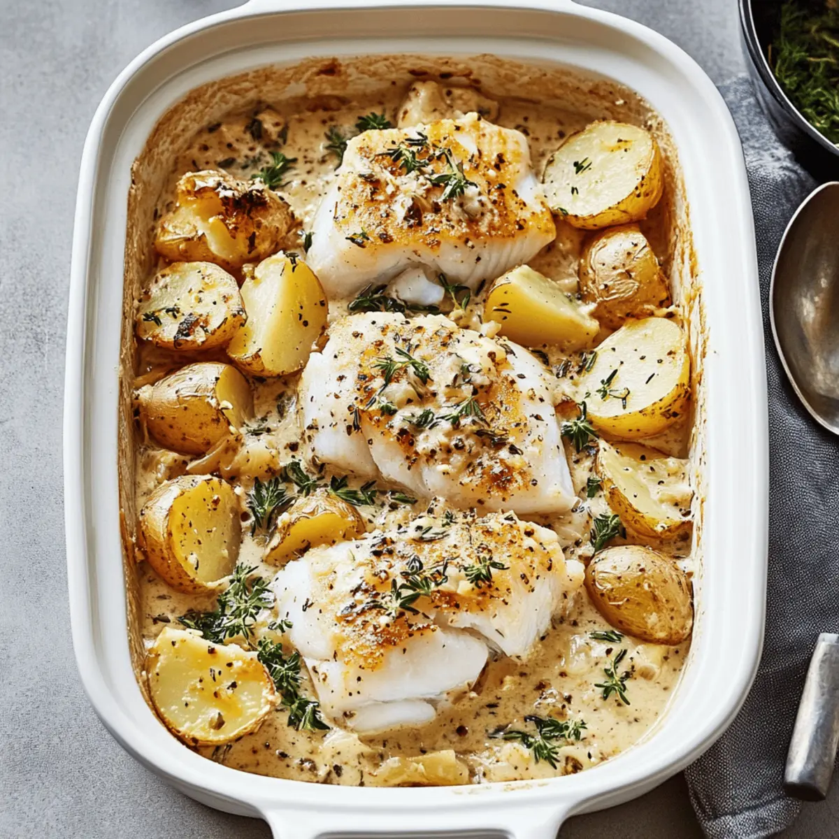 Rosemary Cream Sauce Cod & Potatoes – A Comforting Dinner Delight