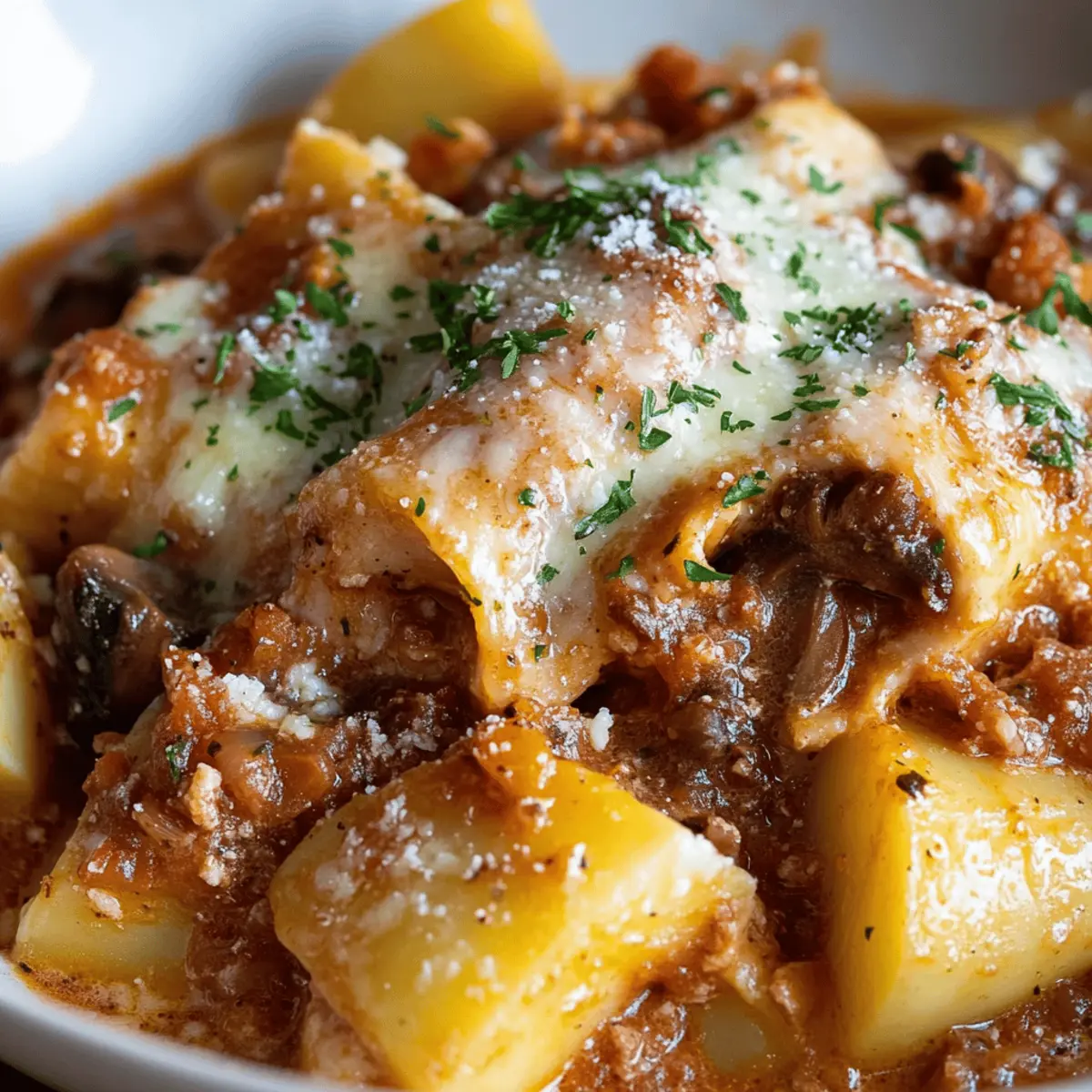 Herb Roasted Chicken in Creamy White Sauce with Mushroom and Potatoes