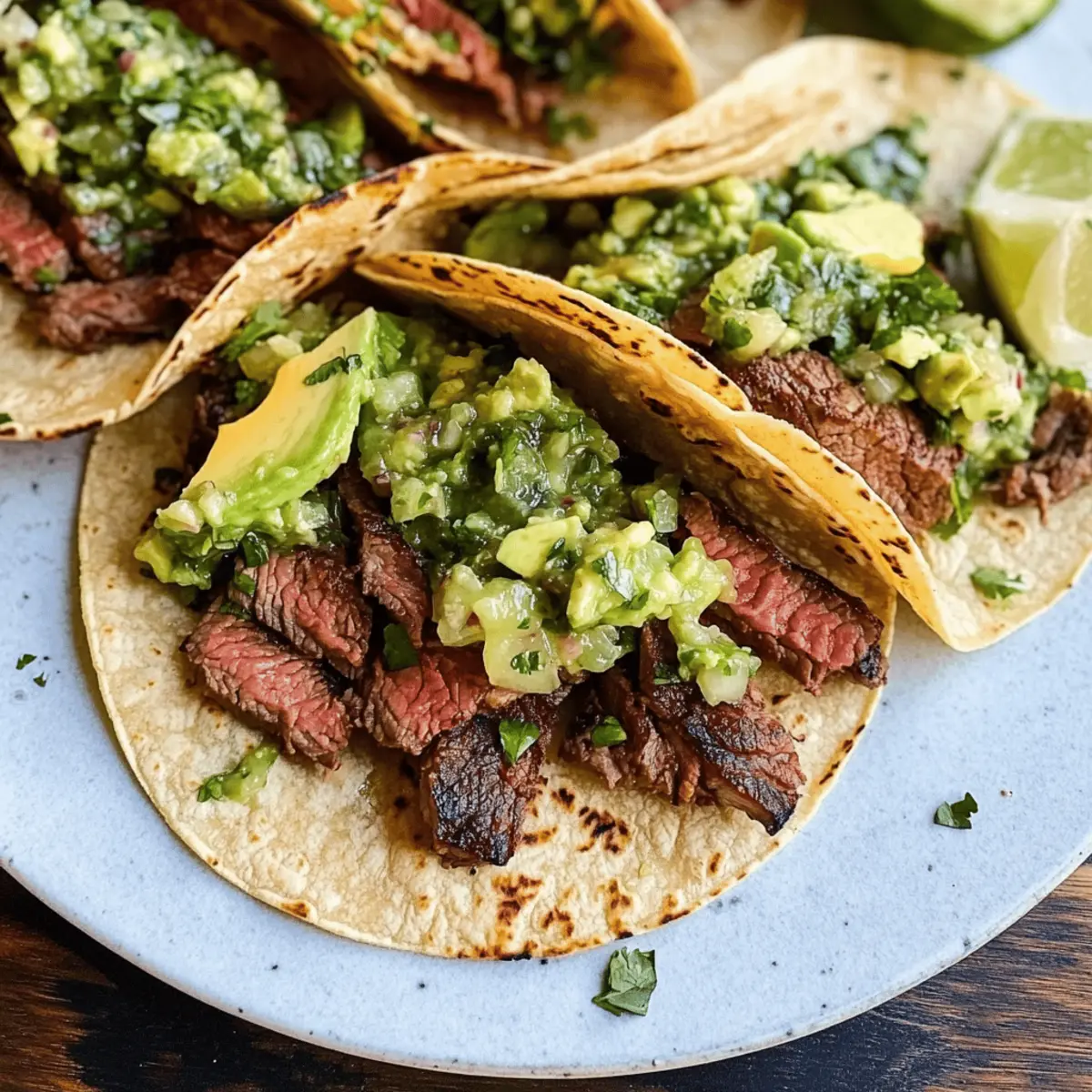 Delicious Grilled Steak Tacos with Avocado Salsa Recipe