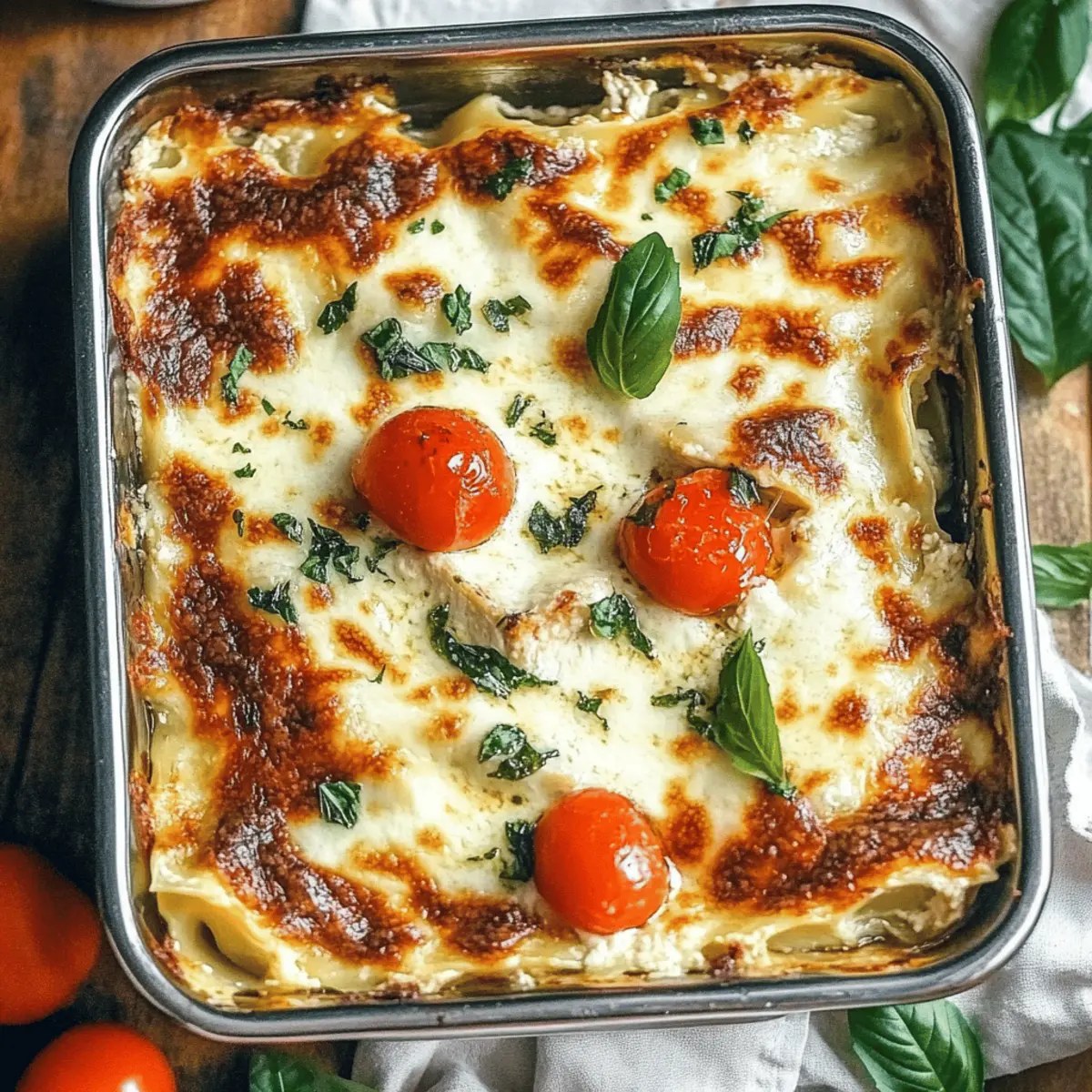 White Chicken Caprese Lasagna