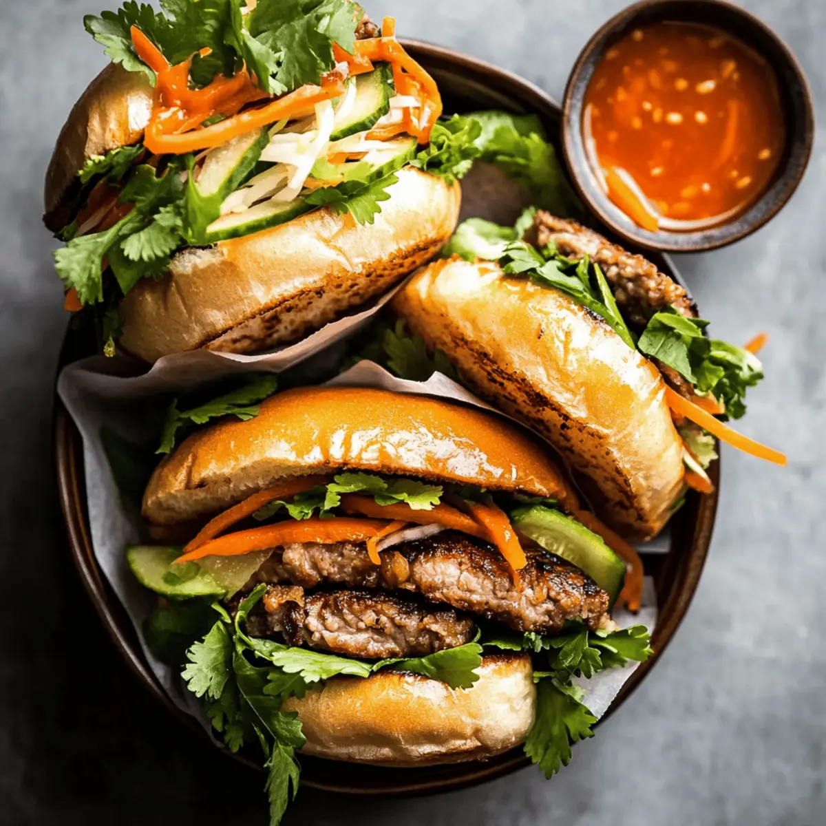 Easy Pork Banh Mi Burger Recipe with Sriracha Mayo and Veggies