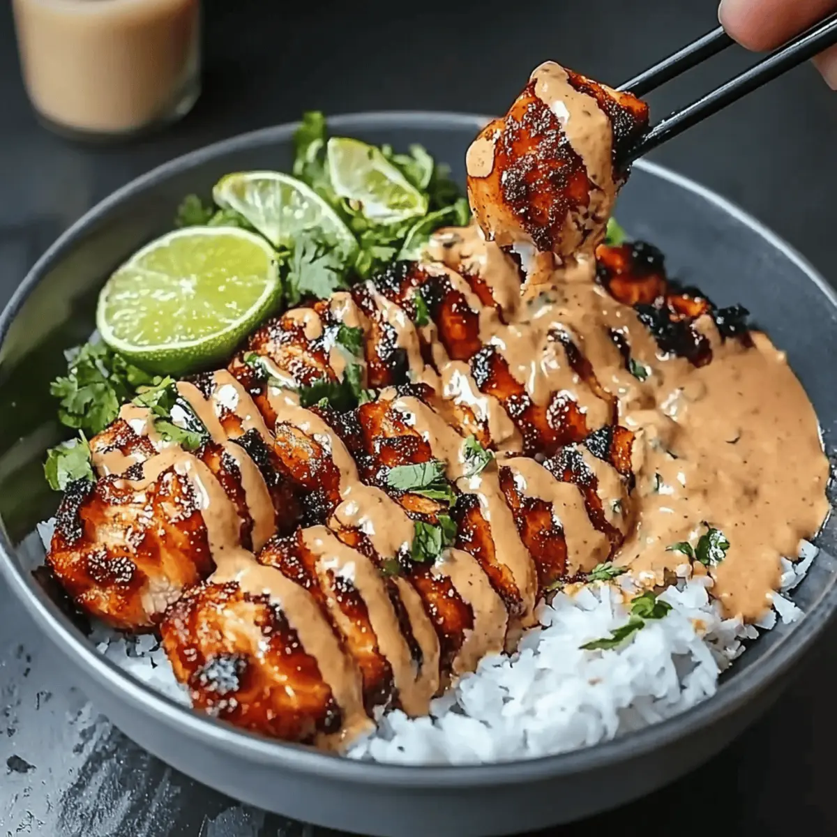 Delicious Sweet Chili Chicken Bowl with Coconut Lime Drizzle Recipe