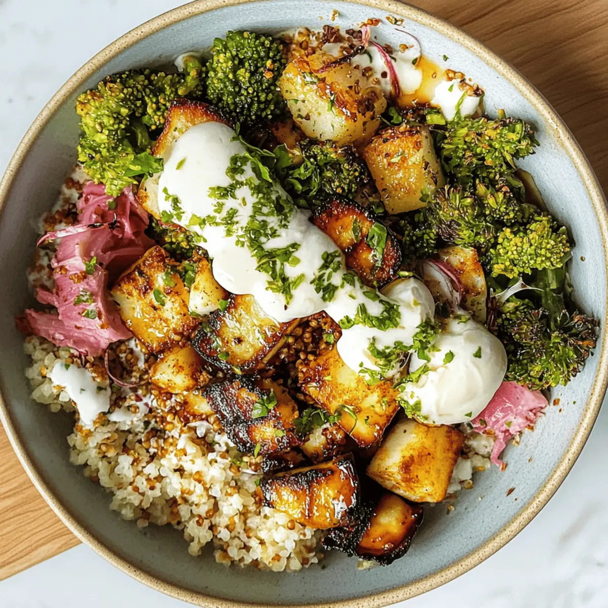 Delicious Summer Bowl with Hot Honey Halloumi and Chickpeas