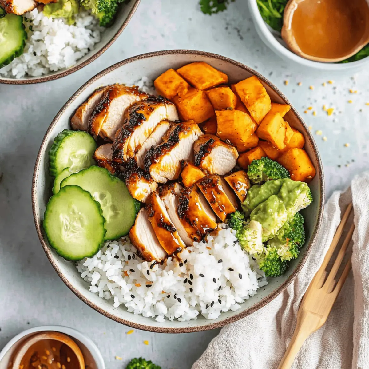 Healthy Hot Honey Chicken Bowls with Veggies and Rice Recipe