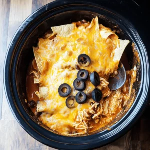 Hearty Crockpot Chicken Enchilada Casserole