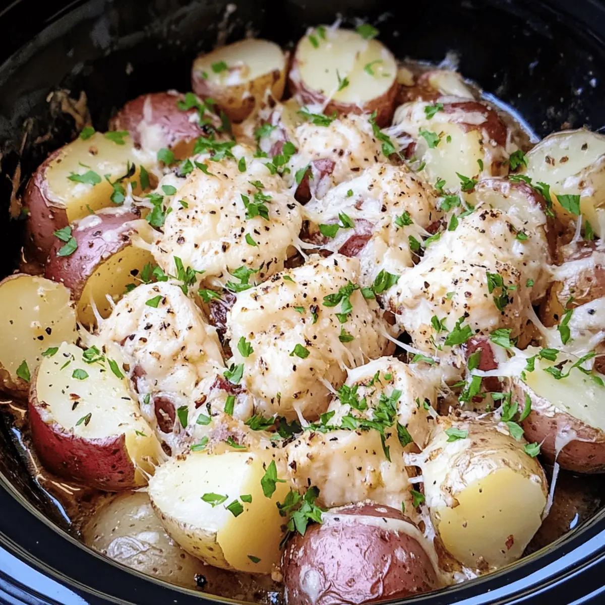 Garlic Parmesan Crockpot Chicken and Potatoes Recipe Easy Delight