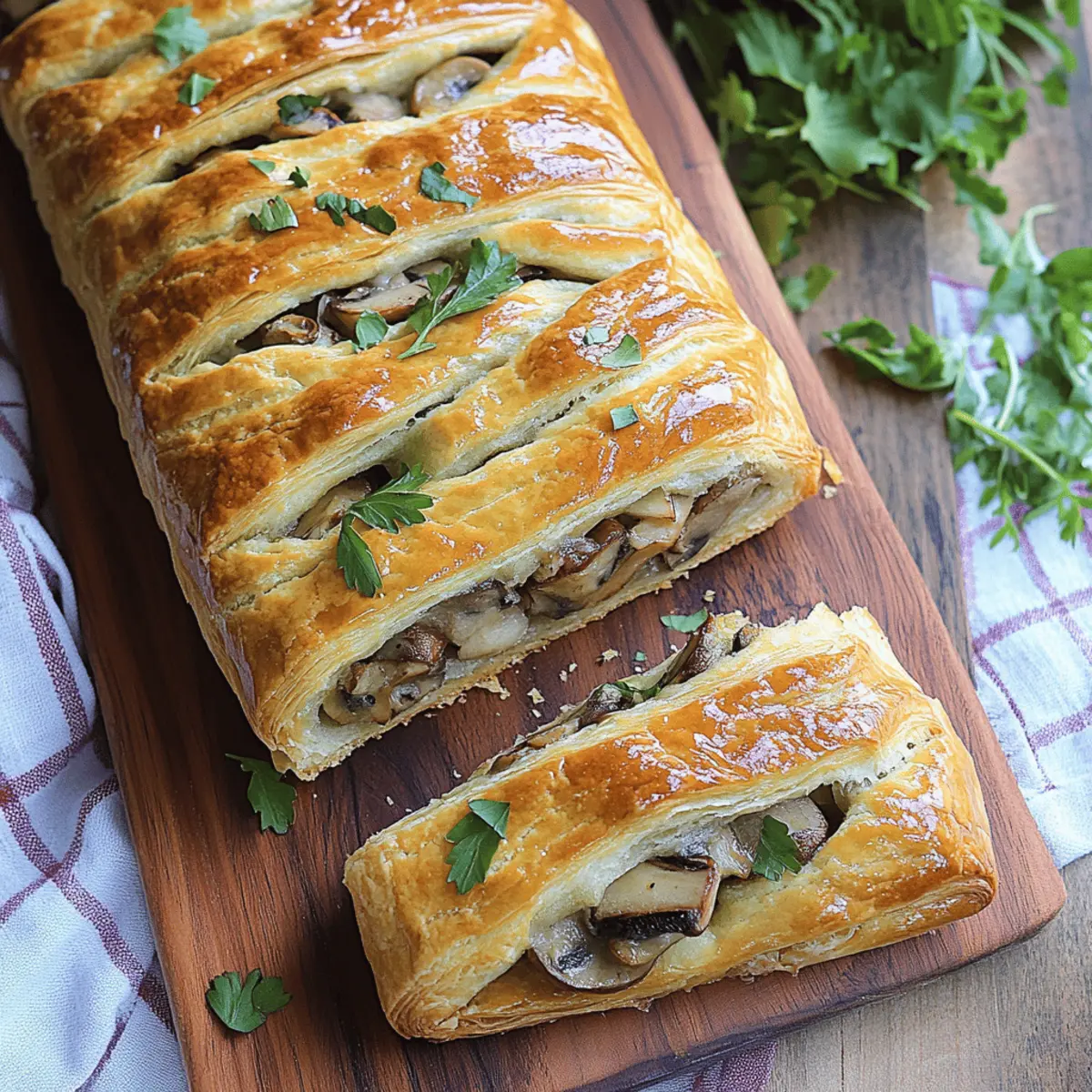Savory Mushroom & Gruyère Puff Pastry Braid Recipe for Entertaining