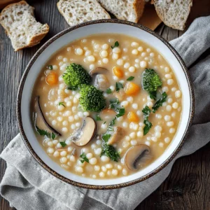 Creamy Mushroom & Pearl Couscous Soup