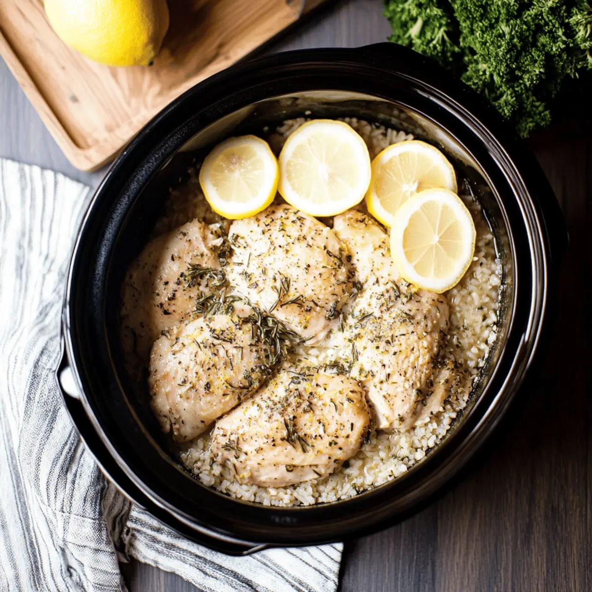 Delicious Slow Cooker Lemon Herb Chicken and Rice Recipe