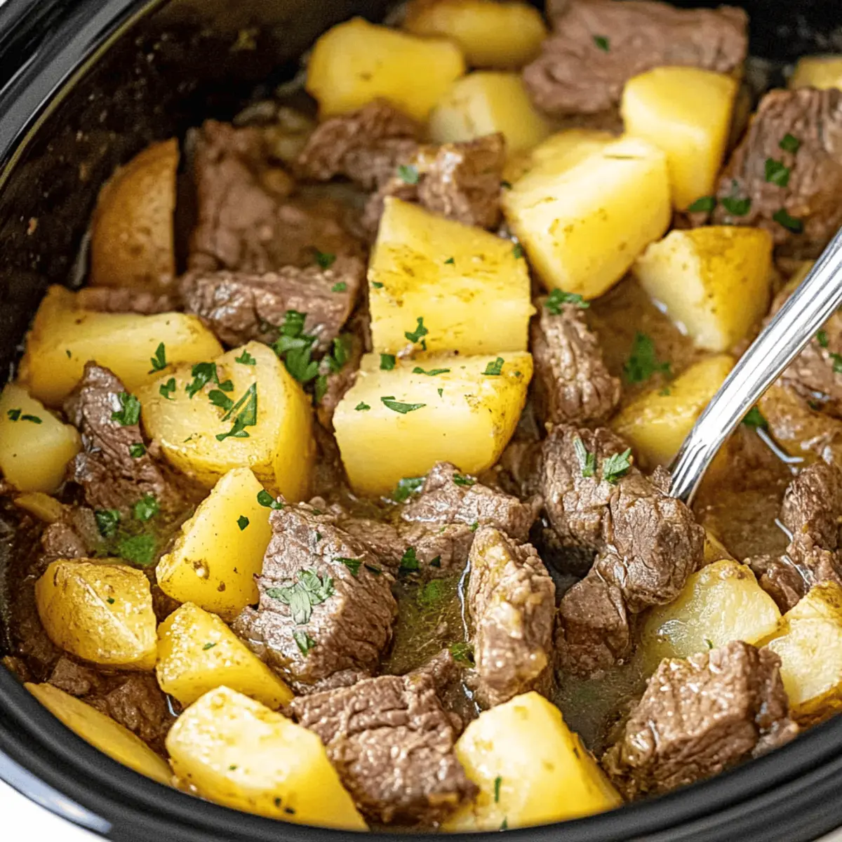 Slow Cooker Steak and Cheddar Potato Casserole